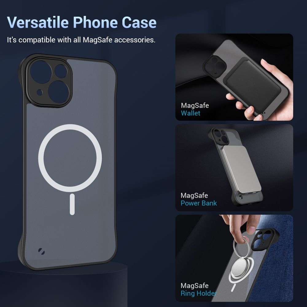 HINOVO MPC1-IP 14 Strong Magnetic Charging Mobile Phone Case Anti-Buffer Impact Phone Cover for iPhone 14