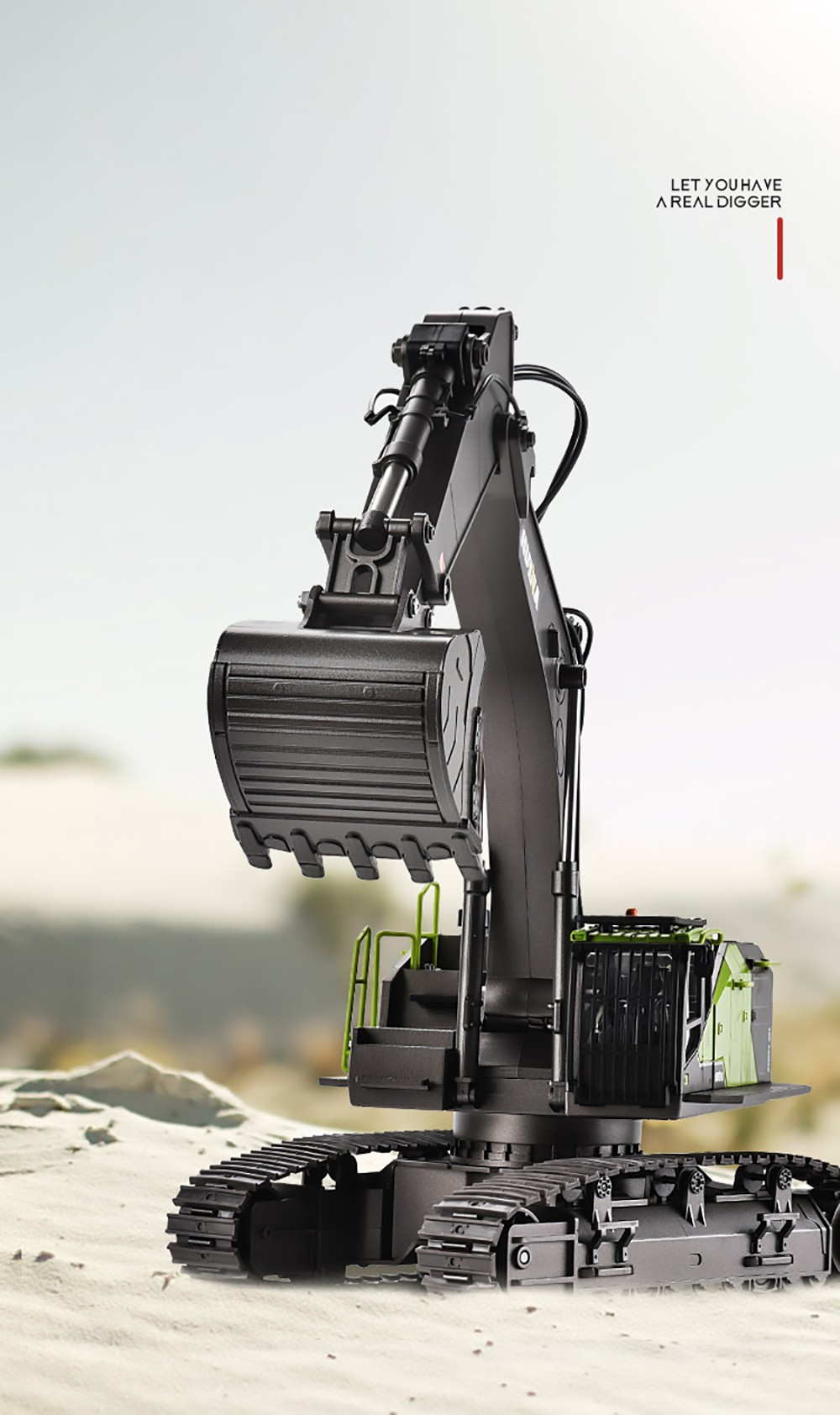 HUINA 593 RC Excavator Simulation Alloy Toy Multi-functional with Remote Control