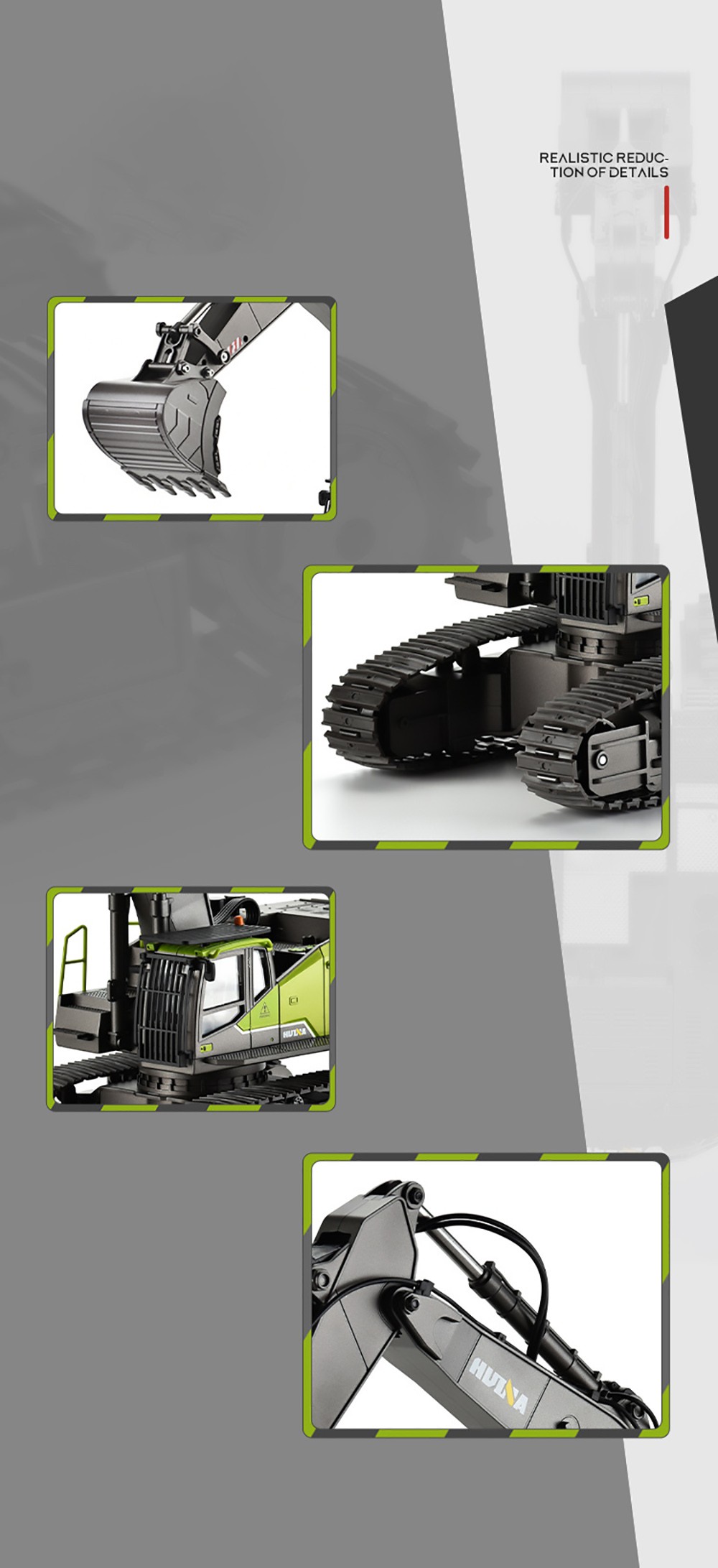 HUINA 593 RC Excavator Simulation Alloy Toy Multi-functional with Remote Control