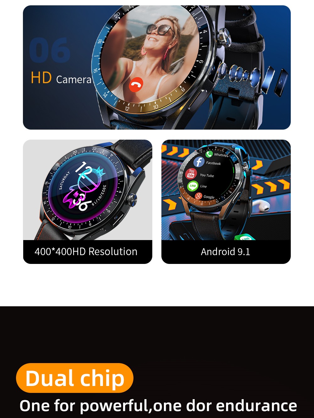 LOKMAT APPLLP 9 Android Smartwatch 1.43 inch 2+16G 4G Wifi GPS Camera Phone Watch Health Tracker - Black Silica Gel