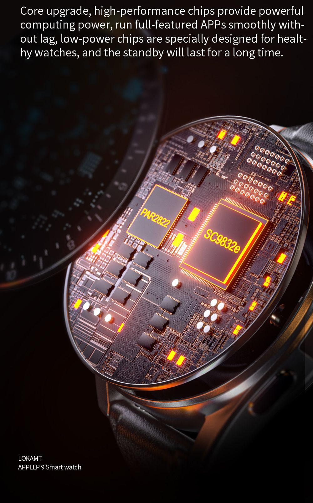 LOKMAT APPLLP 9 Android Smartwatch 1.43 inch 2+16G 4G Wifi GPS Camera Phone Watch Health Tracker - Black Silica Gel