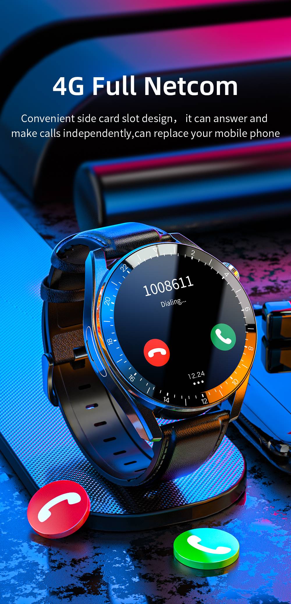 LOKMAT APPLLP 9 Android Smartwatch 1.43 inch 2+16G 4G Wifi GPS Camera Phone Watch Health Tracker - Black Silica Gel