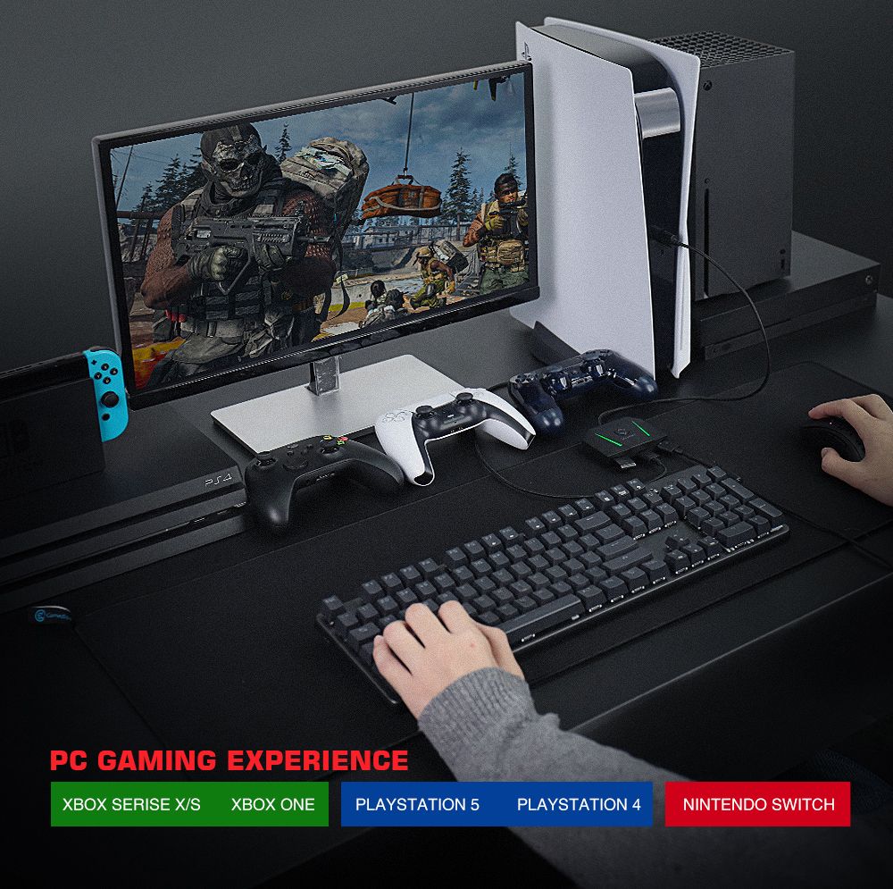 LeadJoy VX2 AimBox Multi-Platform Console Adapter Built-in 3.5mm Audio Jack Compatible with Xbox One/PlayStation4/5