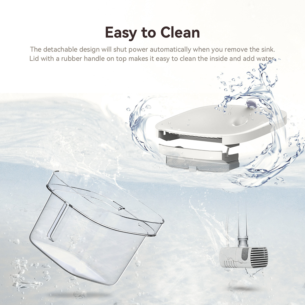 Pawbby 2L Smart Fountain Dispenser, Dog Drinking Bowl Cat Puppy Feeder, Ultra-Quiet Pump Automatic Drinker, APP Control