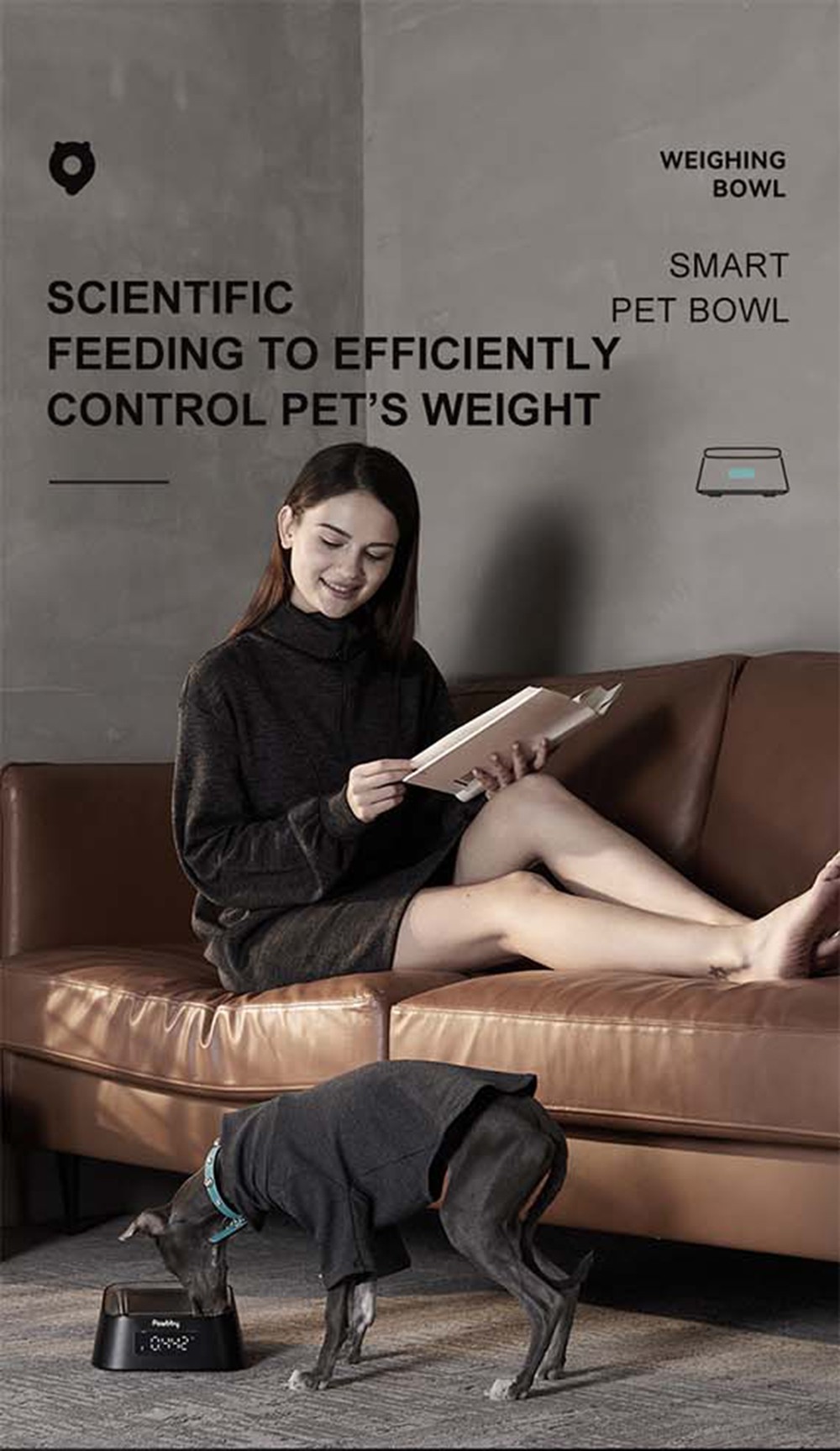 Pawbby Smart Pet Bowl, Dog Cat Puppy Food Feeder, Stainless Steel Bowl, App-based Eating Record, Feeding Plan