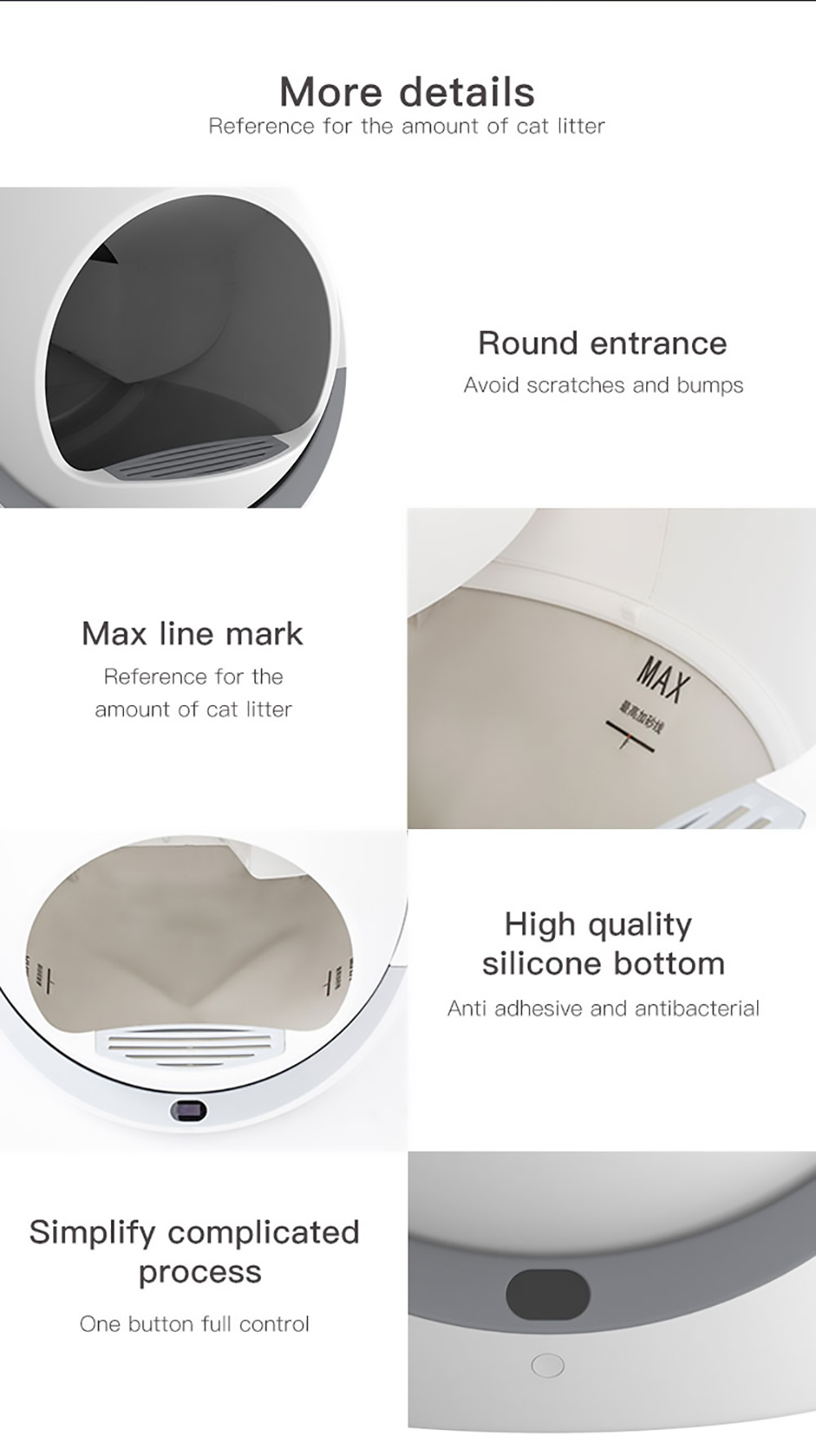 Petree Smart Cat Litter Basin, WiFi Automatic Sensor Cleaning, Closed Tray Cat Toilet Box Pet Supplies