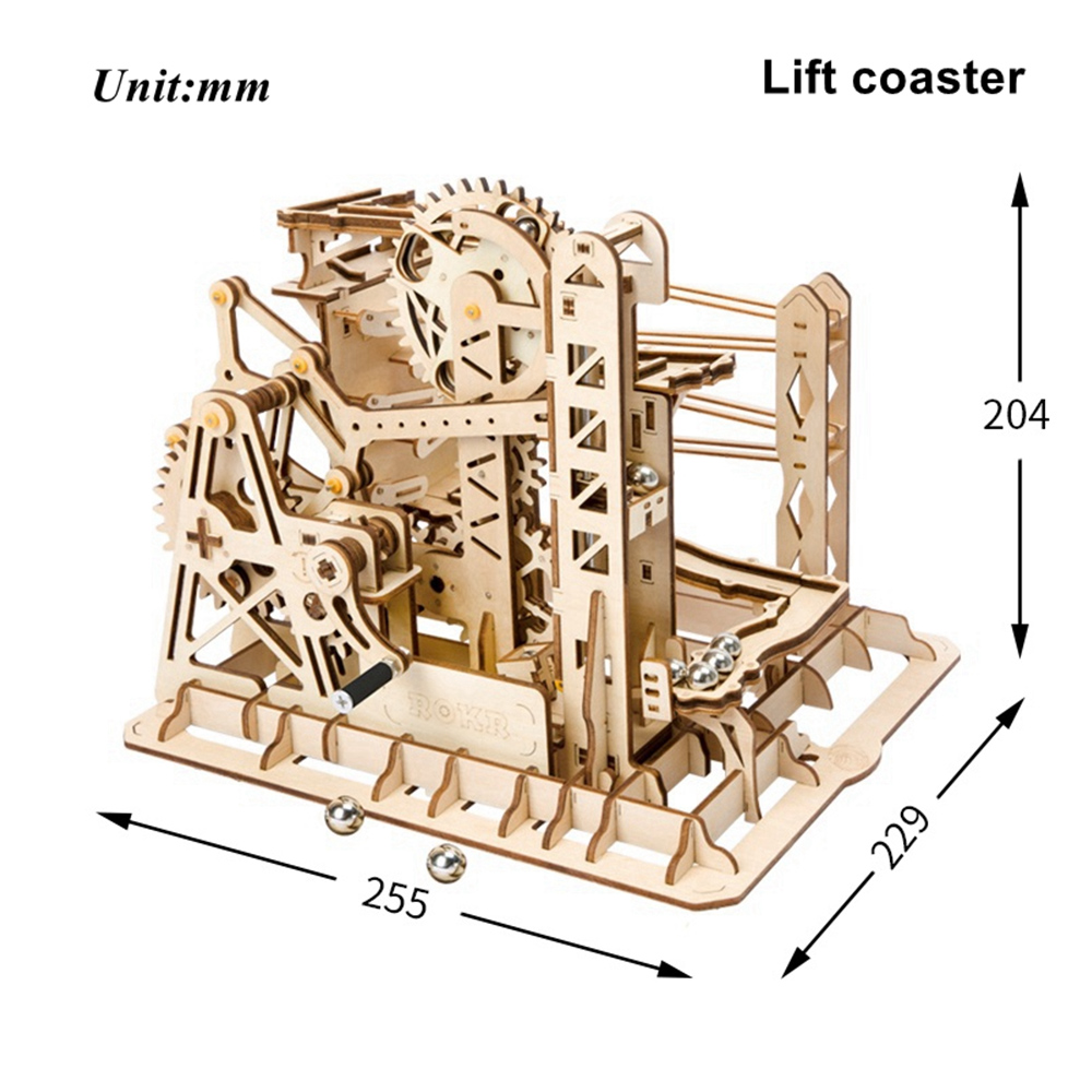 ROBOTIME LG503 ROKR Marble Explorer Swing Back Wall Marble Run 3D Wooden Puzzle Kit, LG503