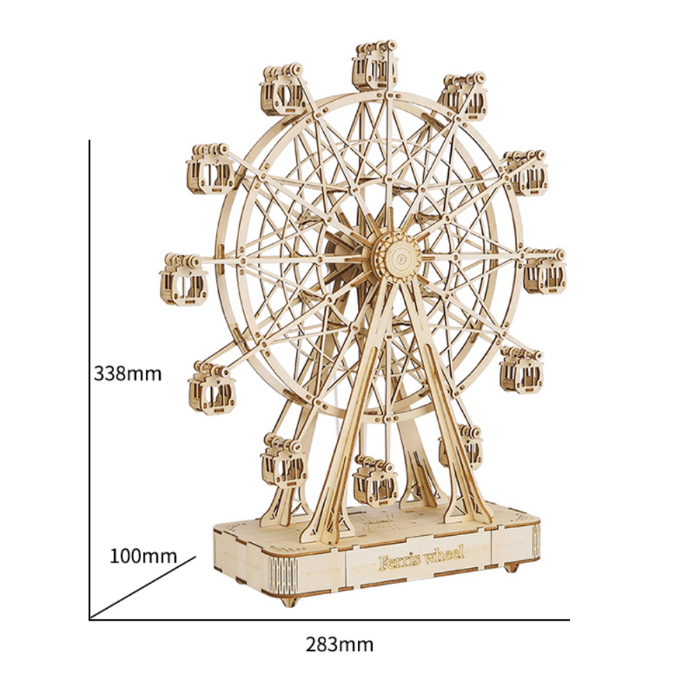 ROBOTIME TGN01 Rolife Ferris Wheel Music Box 3D Wooden Puzzle DIY Kit, 232Pcs