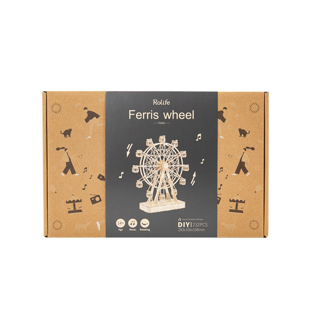 ROBOTIME TGN01 Rolife Ferris Wheel Music Box 3D Wooden Puzzle DIY Kit, 232Pcs