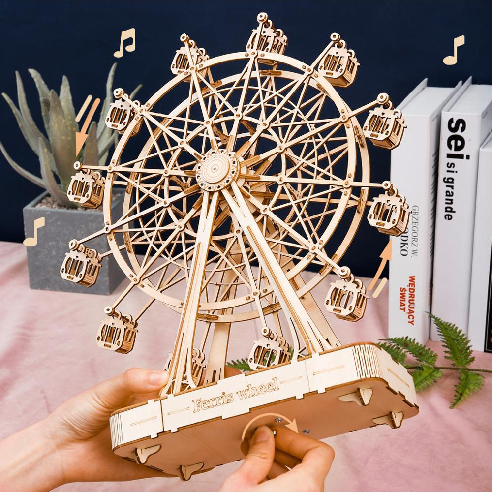 ROBOTIME TGN01 Rolife Ferris Wheel Music Box 3D Wooden Puzzle DIY Kit, 232Pcs