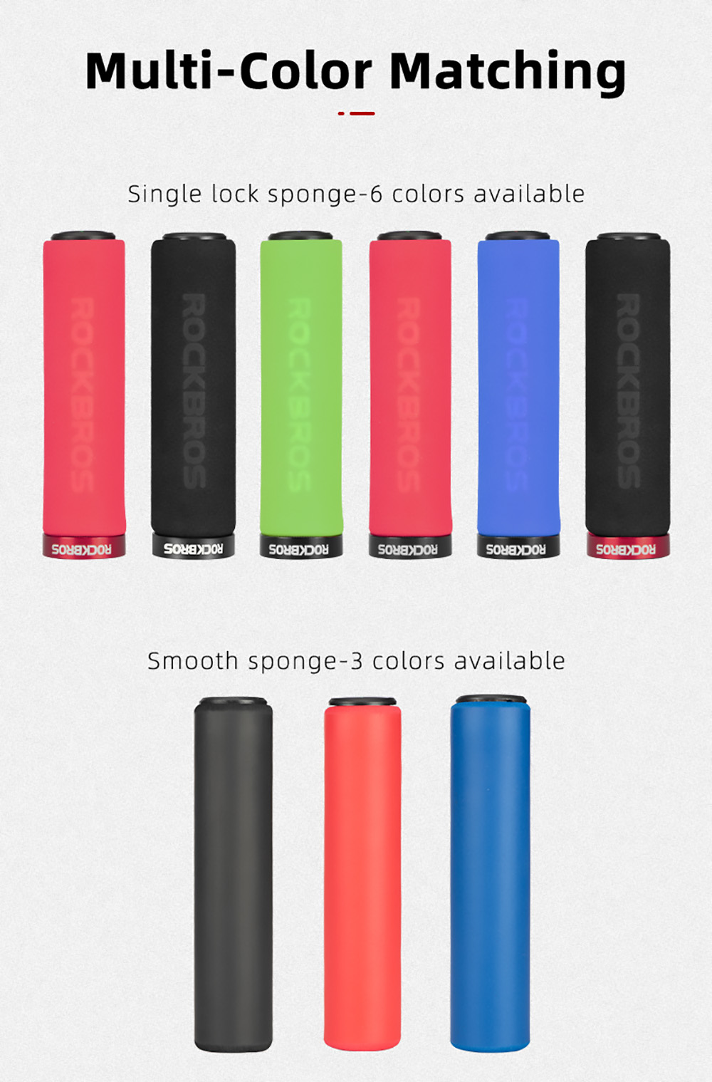 ROCKBROS Bicycle Grip MTB Sponge HandleBar Grip Anti-skid Shock-absorbing Soft Bike Grip Ultralight - Red