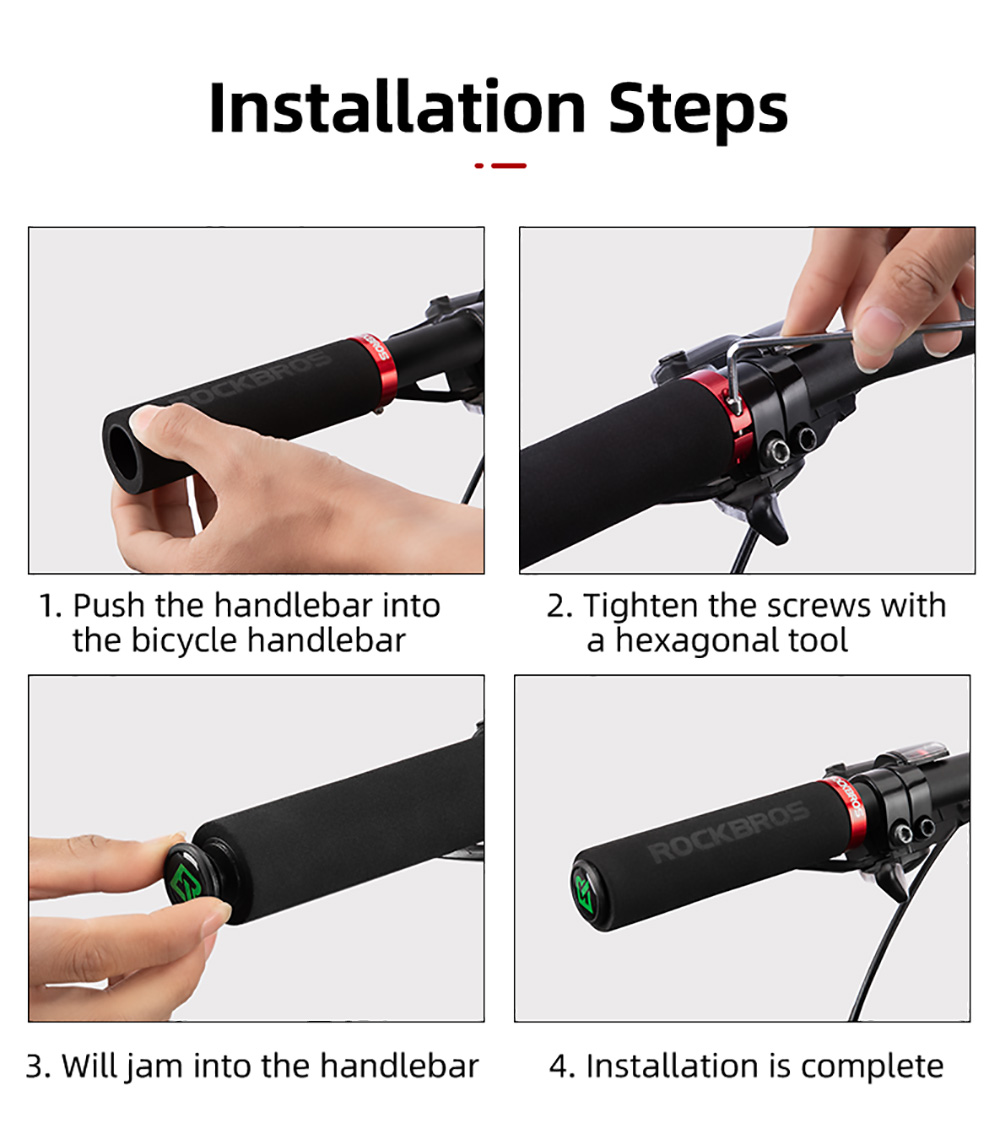 ROCKBROS Bicycle Grip MTB Sponge HandleBar Grip Anti-skid Shock-absorbing Soft Bike Grip Ultralight - Red