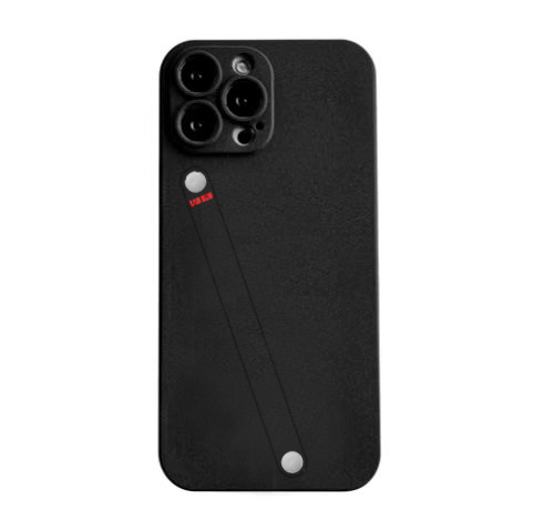 Solid Color Finger Strap Phone Protective Shell for iPhone 14 Pro MAX - Black
