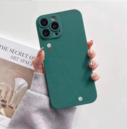 Solid Color Finger Strap Phone Protective Shell for iPhone 14 Pro MAX - Green