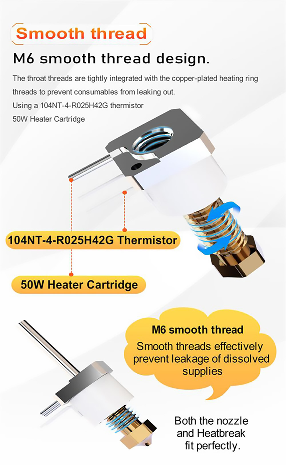 Trianglelab TCHC TD6 Model B 12V Hot End Ceramic Heating Core TUN Nozzle for CHC TD6 V6 Hotend/DDE DDB Direct Drive
