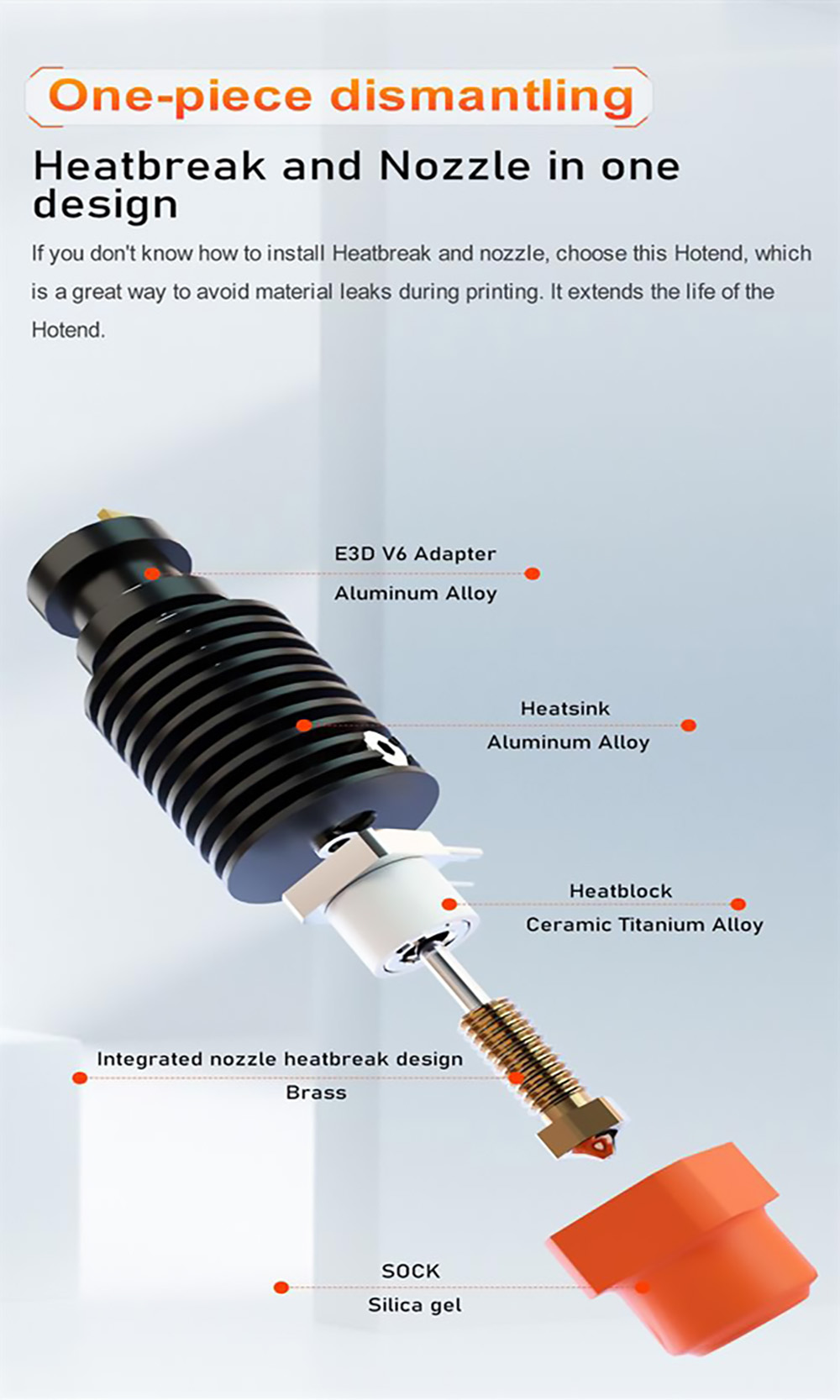 Trianglelab TCHC TD6 Model B 12V Hot End Ceramic Heating Core TUN Nozzle for CHC TD6 V6 Hotend/DDE DDB Direct Drive