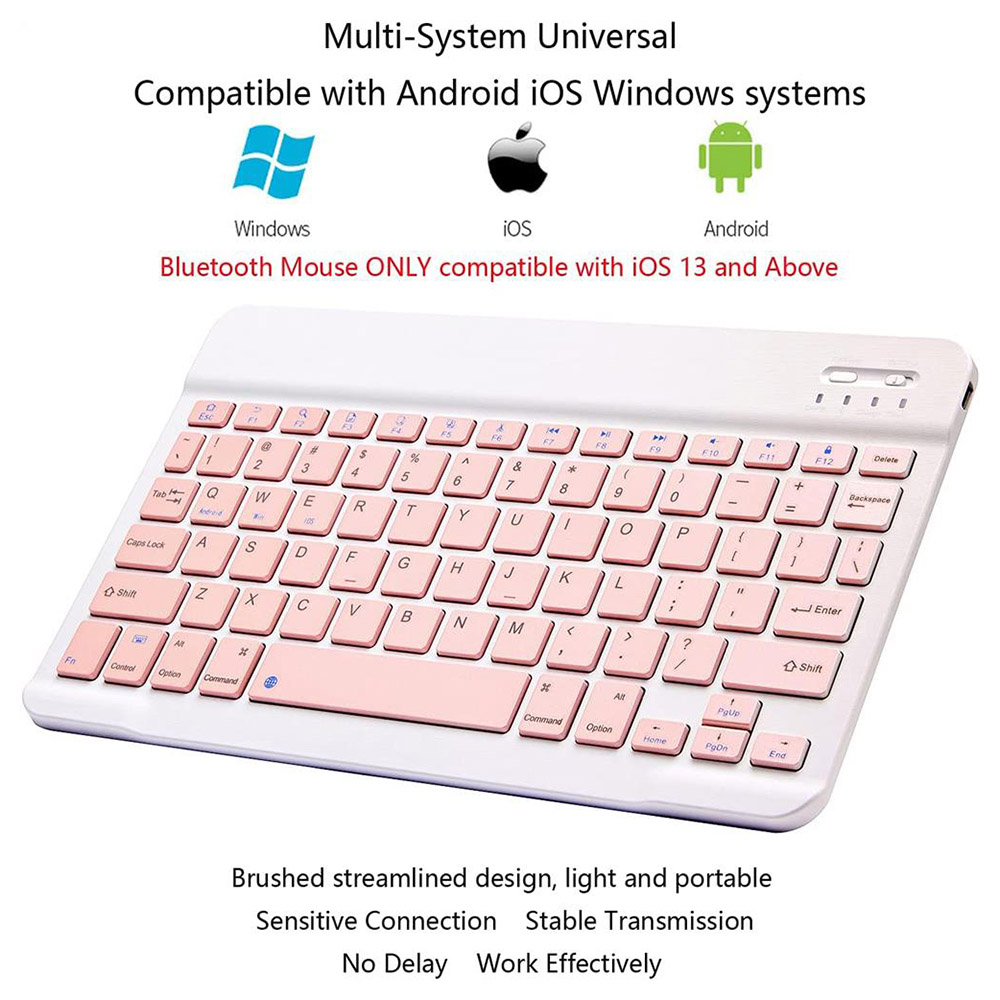 Ultra-Slim Bluetooth Keyboard and Mouse Combo Rechargeable Portable Wireless Keyboard Mouse Set - Rose Red