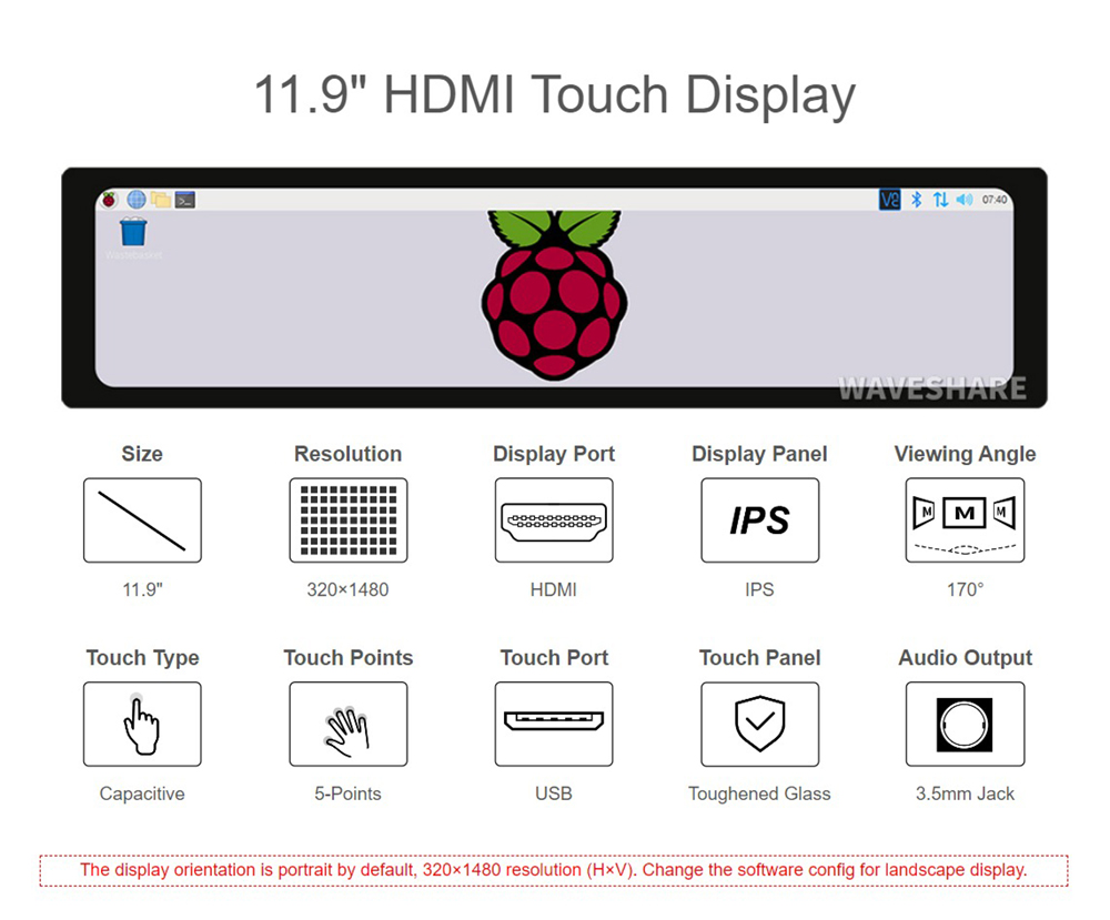 Waveshare 11 9inch Capacitive Touch Screen