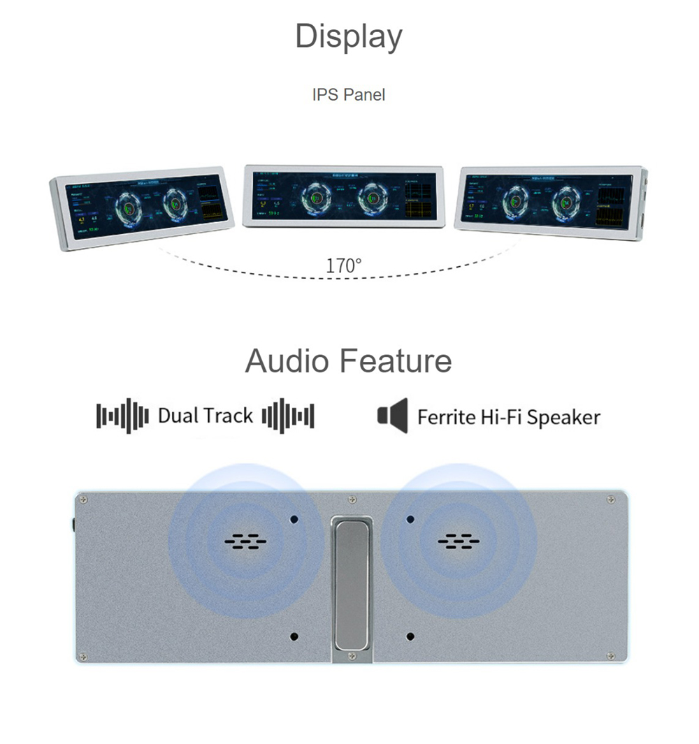 Waveshare 8.8inch IPS Side Monitor, 480X1920, HDMI, HiFi Speaker, No Touch