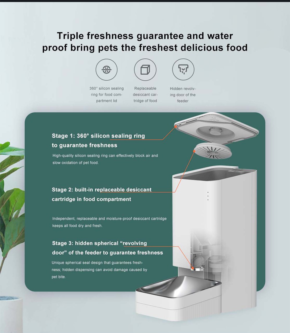 XIAOWAN 3.6L Smart Pet Food Feeder, 24-hour Automatic Cat Dog Food Dispenser Feeder Puppy Supplies, Mijia App Version