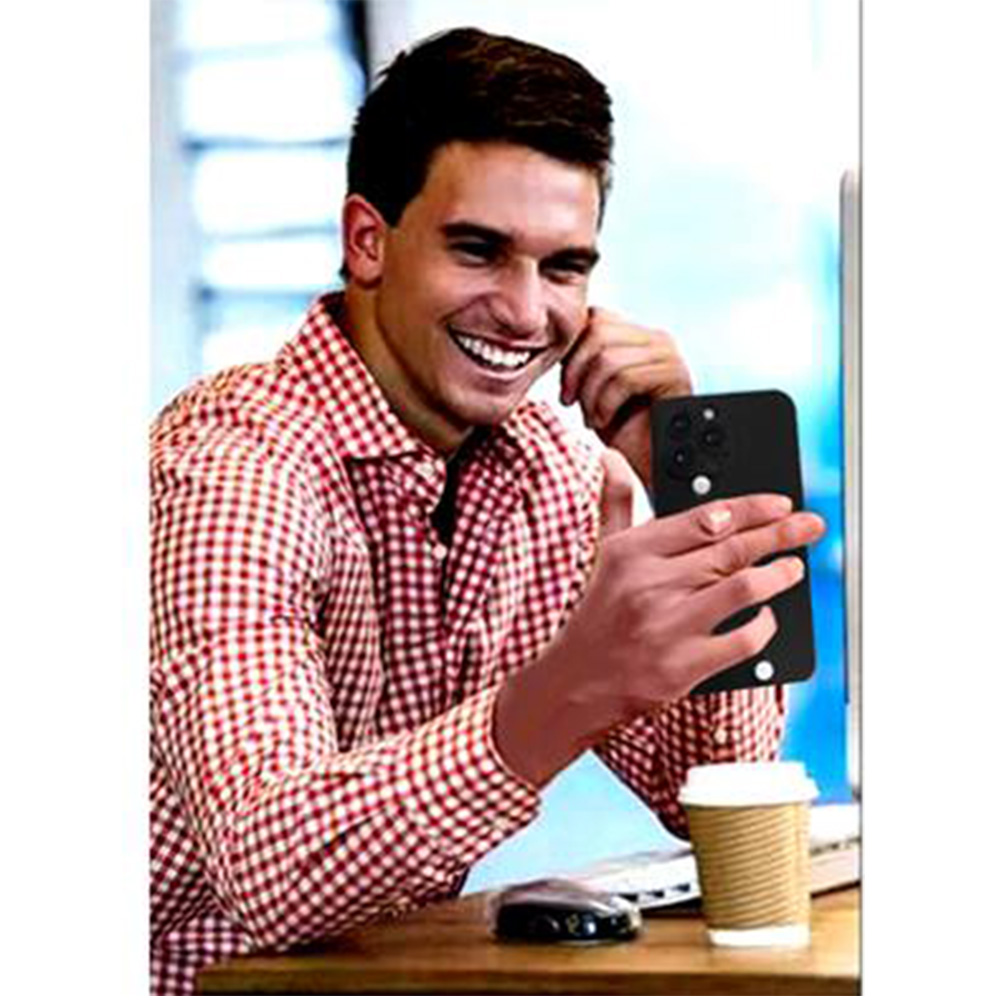 Happy Day English Finger Strap Phone Protective Shell for iPhone 14 Pro MAX - Black