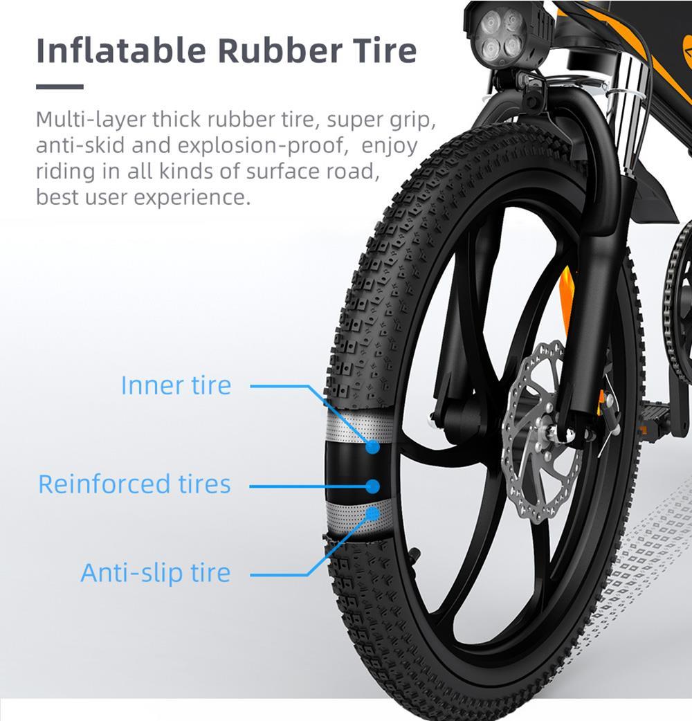 ADO A20 Electric Folding Bike 20 inch City Bicycle 250W Hall Brushless Gear DC Motor SHIMANO 7-Speed Rear Derailleur 36V 10.4Ah Removable Battery 25km/h Max speed up to 60km Max Range IPX5 Double Shock-absorption Aluminum alloy Frame - White