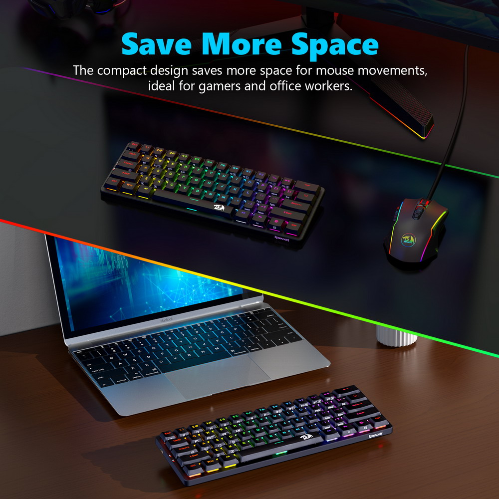 Redragon K615P-KBS Elise Pro Wireless Bluetooth Tri-Mode RGB Mechanical Keyboard Ultra-Thin Low Profile Blue Switch