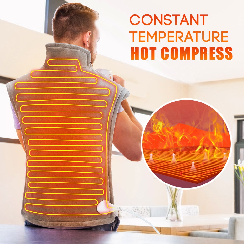 Electric Heating Shawl Hot Compress Physiotherapy Shoulder Neck Blanket Guard, 10 Gears, 50*84cm - UK Plug