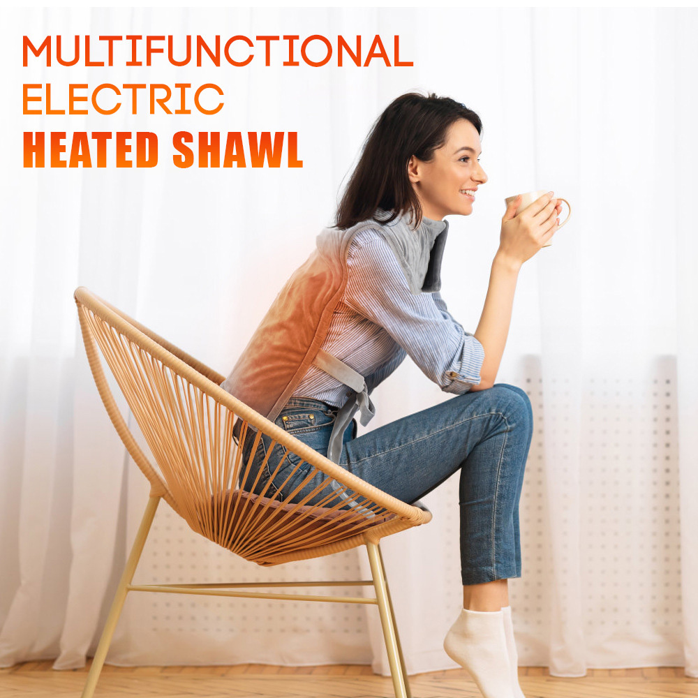 Electric Heating Shawl Hot Compress Physiotherapy Shoulder Neck Blanket Guard, 10 Gears, 50*84cm - UK Plug