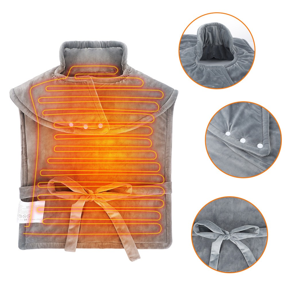 Electric Heating Shawl Hot Compress Physiotherapy Shoulder Neck Blanket Guard, 10 Gears, 50*84cm - UK Plug