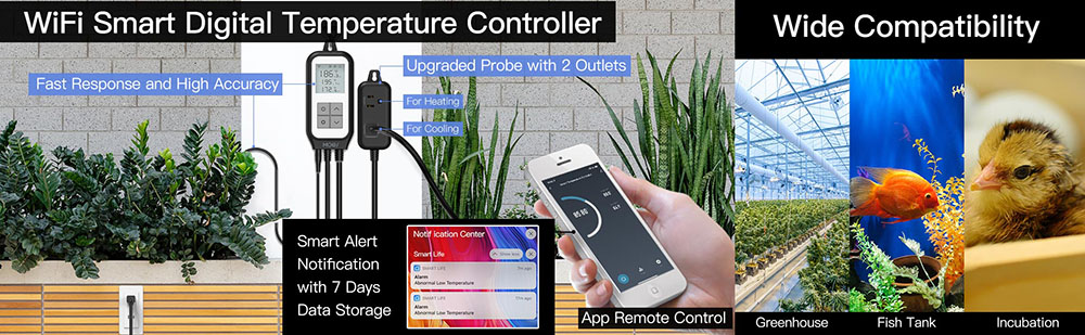 MoesHouse Tuya WiFi Smart Digital Temperature Socket Timing Thermostat, LCD Display, APP Remote Control - US Plug