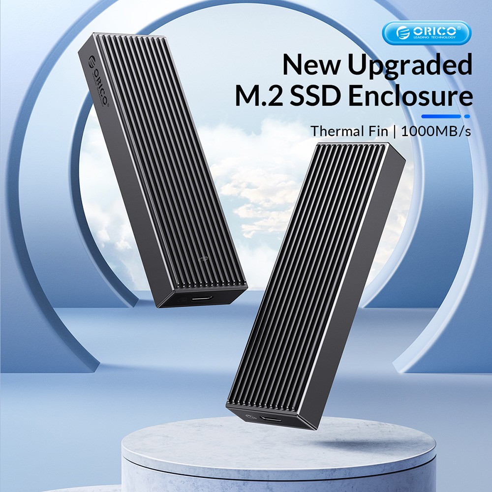 ORICO-BM2C3-GY-BP Tool Free Aluminum M2 SATA SSD Enclosure 6Gbps B Key Solid State Drive Case