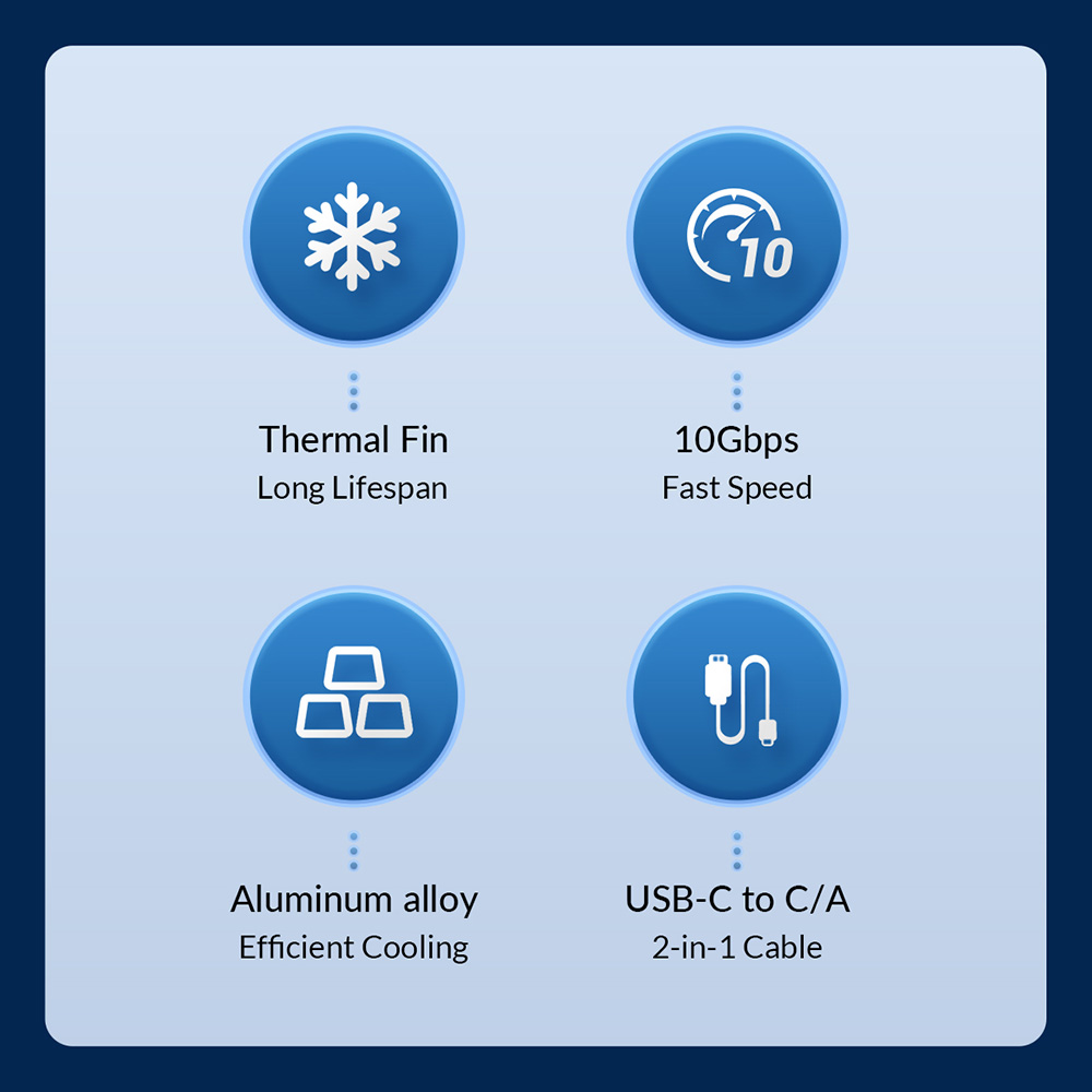 ORICO-BM2C3-GY-BP Tool Free Aluminum M2 SATA SSD Enclosure 6Gbps B Key Solid State Drive Case