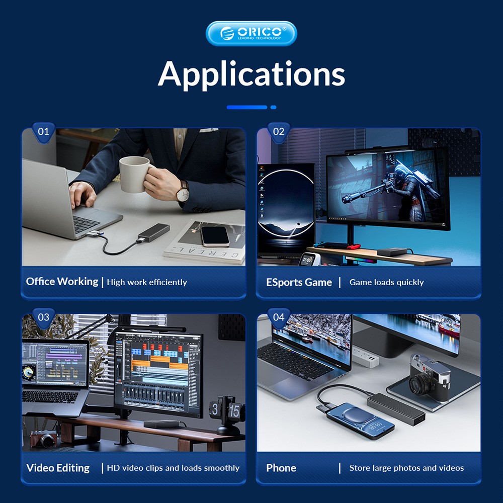 ORICO-BM2C3-GY-BP Tool Free Aluminum M2 SATA SSD Enclosure 6Gbps B Key Solid State Drive Case