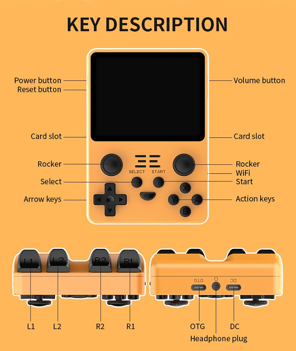 Powkiddy RGB20S Handheld Game Console 16+32GB 10,000 Games 3.5'' IPS OCA Screen Open Source for Linux - White