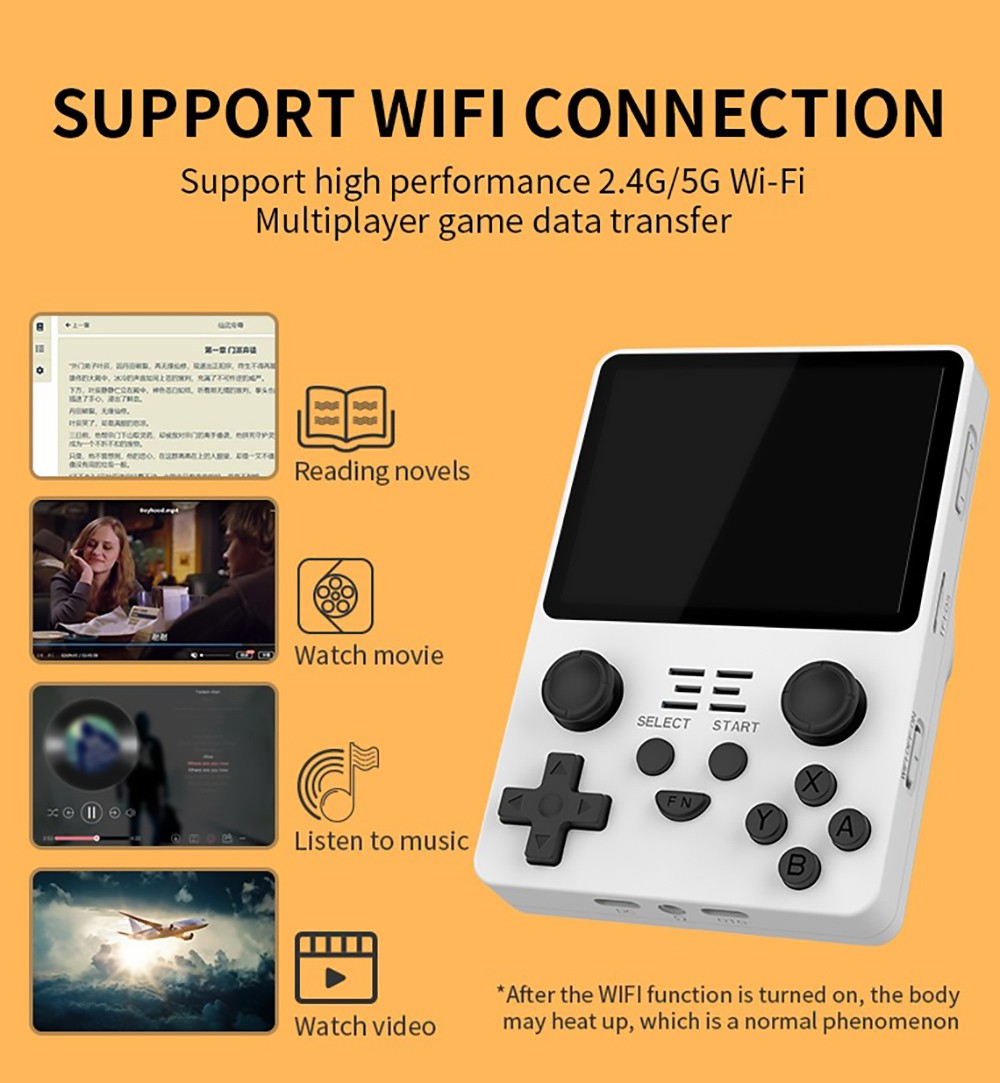 Powkiddy RGB20S Handheld Game Console 16+64GB 15,000 Games 3.5'' IPS OCA Screen Open Source for Linux - Orange