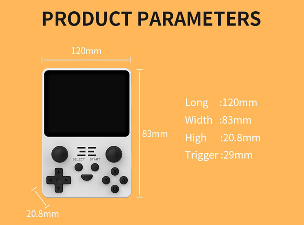 Powkiddy RGB20S Handheld Game Console 16+64GB 15,000 Games 3.5'' IPS OCA Screen Open Source for Linux - White