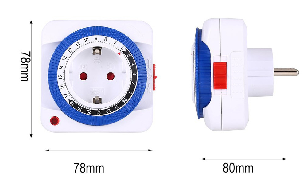 TIMEBEST GMT01A Mechanical Programmable Timer Switch, 230V 24 Hours Smart Countdown Timer Socket, Auto Power Off - EU Plug