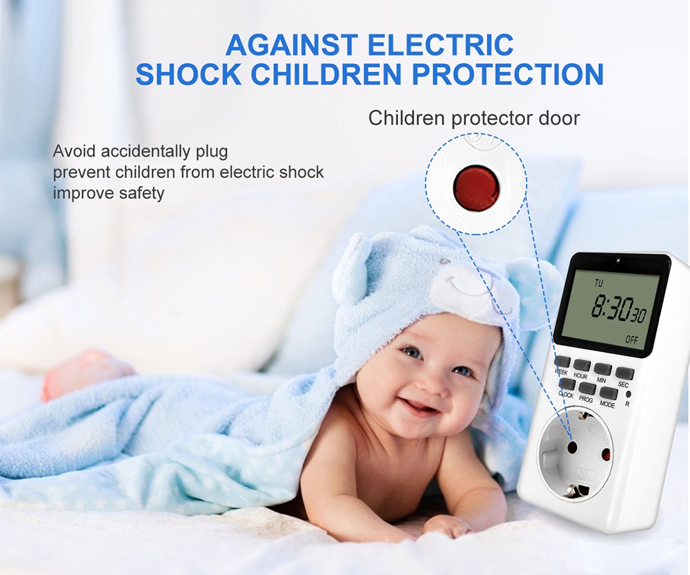 TIMEBEST SET09A Digital Timer Socket with 10 Configurable Programs, 230V AC 16A 3680W Timer Switch, Large LCD Display