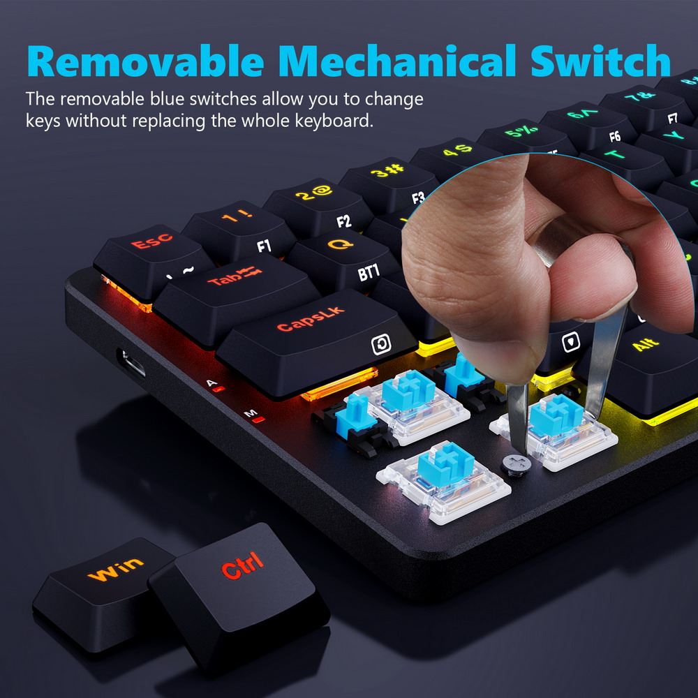 Redragon K615P-KBS Elise Pro Wireless Bluetooth Tri-Mode RGB Mechanical Keyboard Ultra-Thin Low Profile Blue Switch