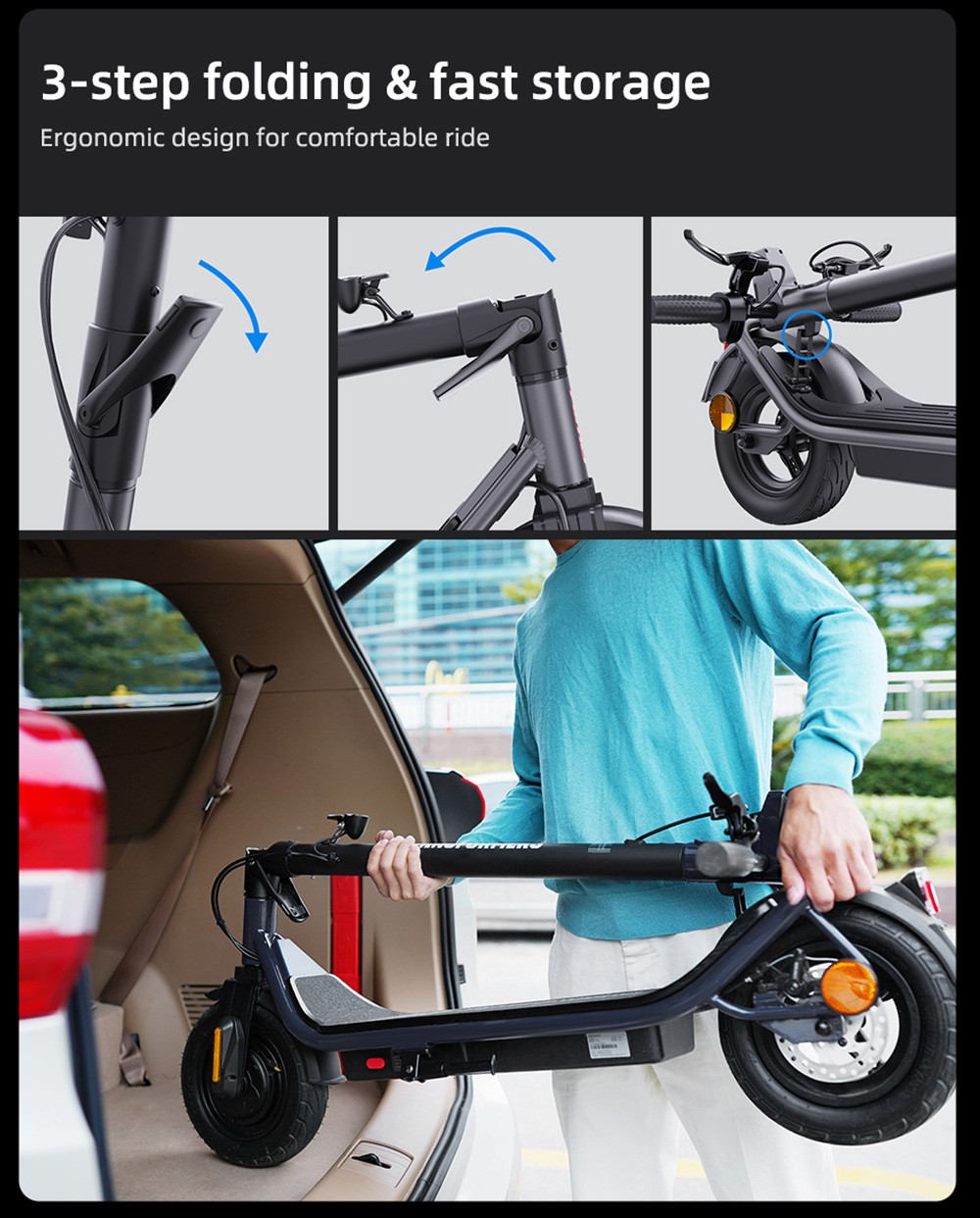 HIMO L2 MAX Folding Electric Scooter 10 Inch Tires 350W Brushless Motor 36V 10.4Ah Battery 25KM/H Speed 100KG Max Load Double Brakes - Gray