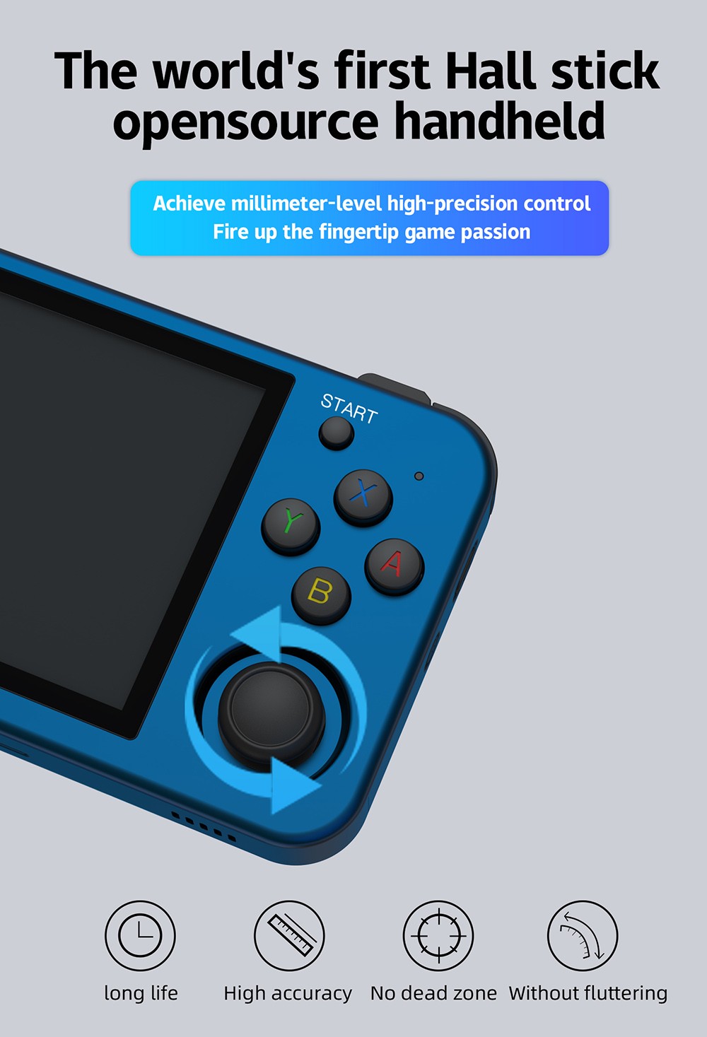 ANBERNIC RG353M Handheld Game Console, 3.5'' IPS Screen Android 32GB high-speed eMMC 5.1 Linux 16GB, 128GB TF Card - Blue