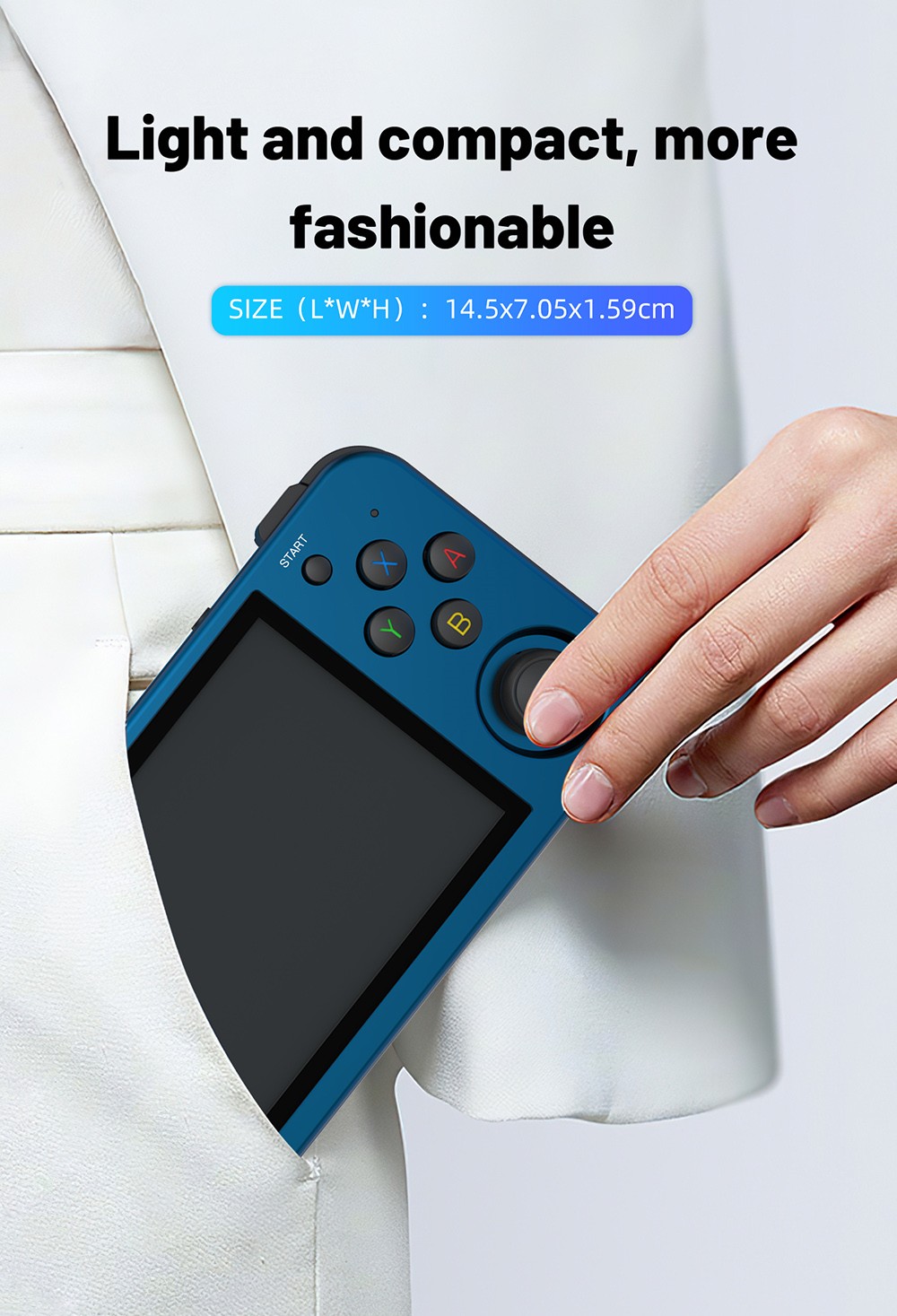 ANBERNIC RG353M Handheld Game Console, 3.5'' IPS Screen Android 32GB high-speed eMMC 5.1 Linux 16GB, 128GB TF Card - Blue
