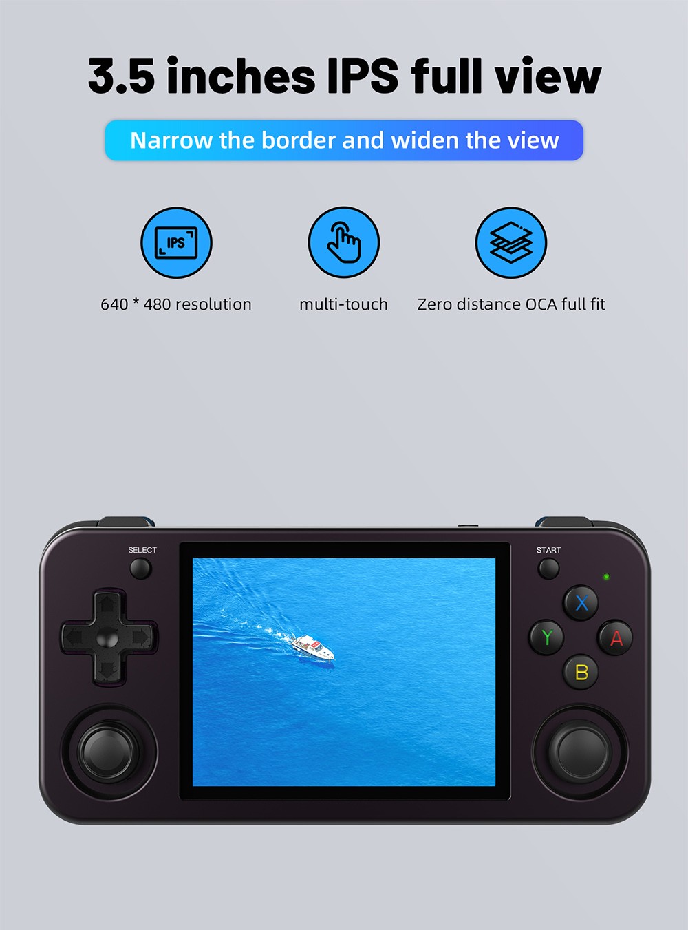 ANBERNIC RG353M Handheld Game Console, 3.5'' IPS Screen Android 32GB high-speed eMMC 5.1 Linux 16GB, 64GB TF Card - Purple