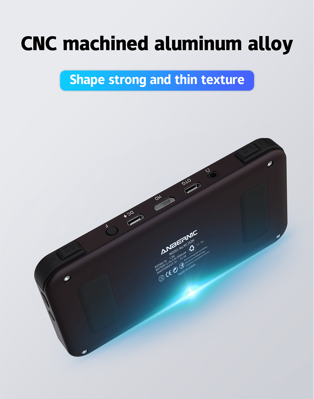 ANBERNIC RG353M Handheld Game Console, 3.5'' IPS Screen Android 32GB high-speed eMMC 5.1 Linux 16GB, 64GB TF Card - Purple