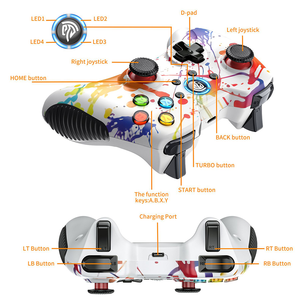 EasySMX Arion8236 Wireless Game Controller, Supports PS3, Android Phones and Tablets and PC - Dazzle Color