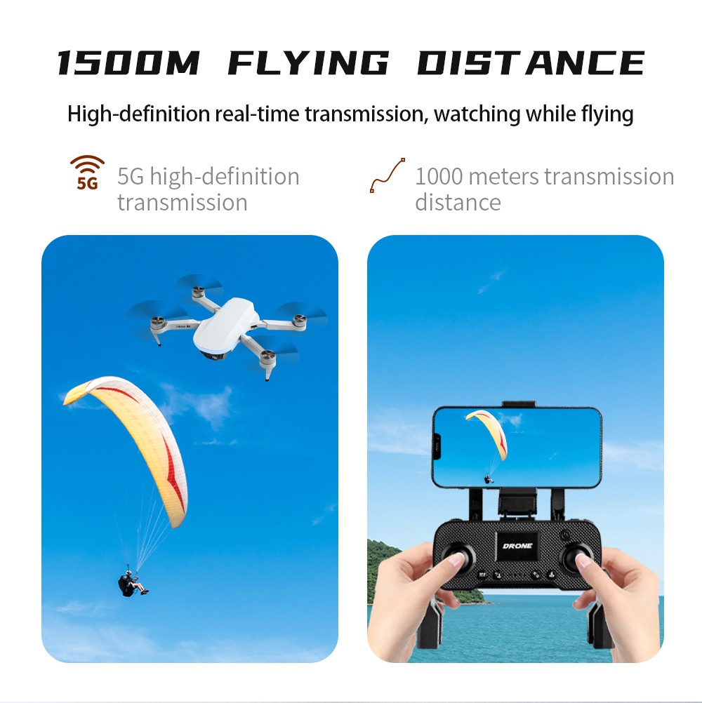 Flytec T16 RC Drone Long Time Flying Brushless Foldable GPS Quadcopter With 4K HD Camera - Two Batteries