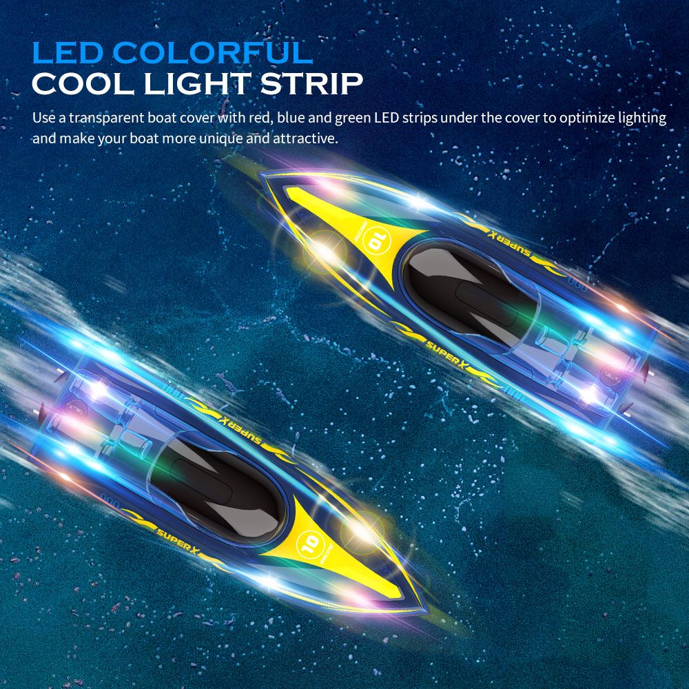 Flytec V555 2.4GHz Racing RC Boats 15KM/H With Transparent Cover And Bright LED Light Effect - Green Three Batteries