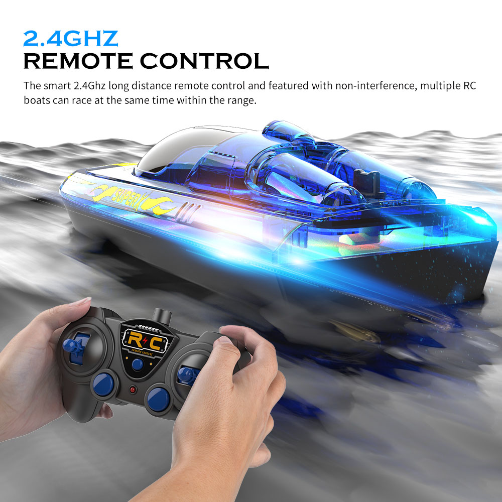 Flytec V555 2.4GHz Racing RC Boats 15KM/H With Transparent Cover And Bright LED Light Effect - Green Three Batteries
