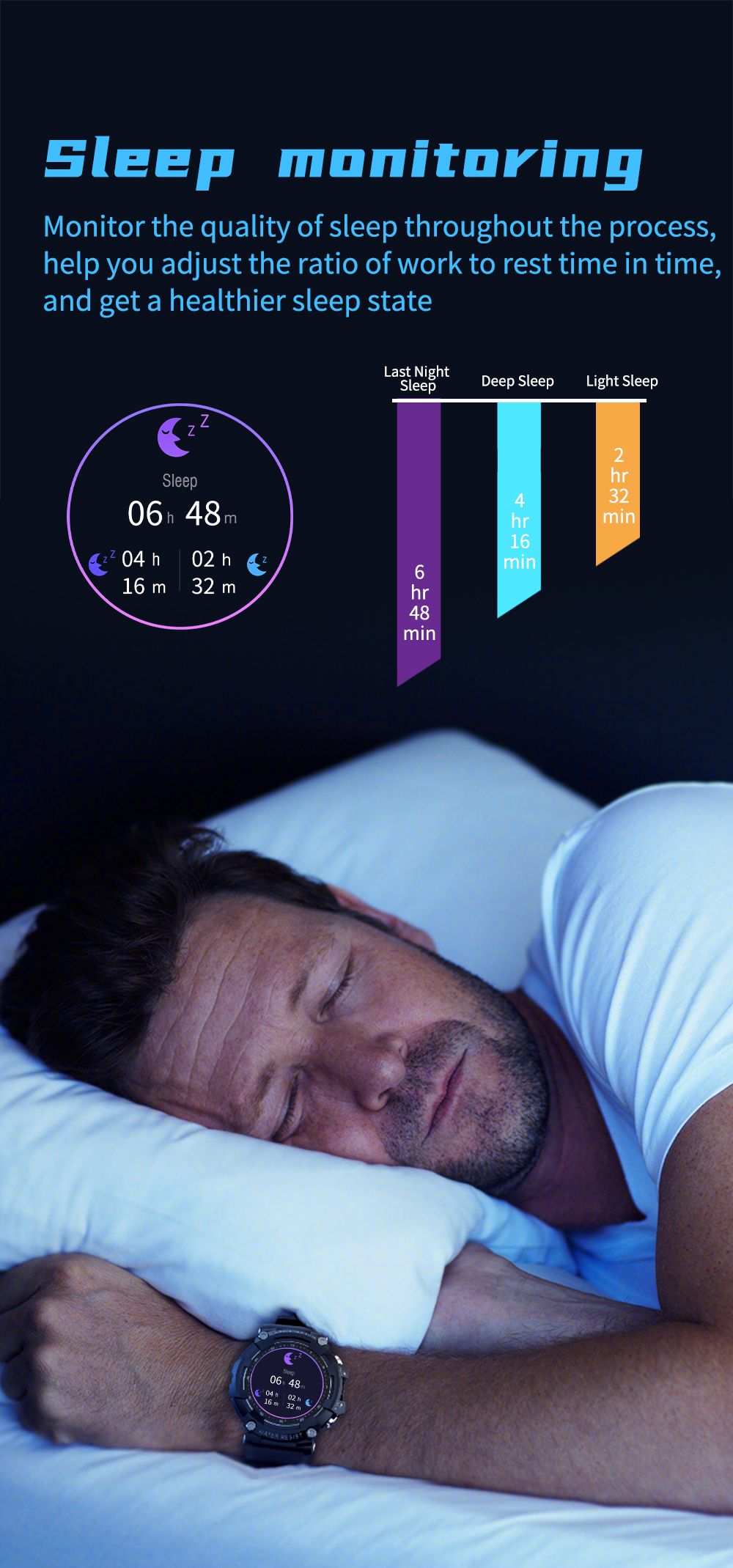 LOKMAT ATTACK 2 Smartwatch 1.28'' TFT LCD Screen Bluetooth 5.1 IP68 Waterproof HR & BP Monitor, Fitness Tracker - Blue